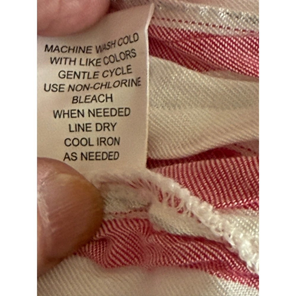 Blue Island Pink White Striped Metallic Tie Front Tassel Tiered Coverup Small - Picture 12 of 12